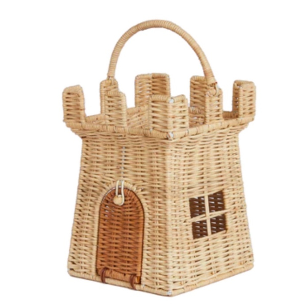 OLLI ELLA CASTLE BASKET Rattan Wicker Cottagecore Fantasy NWT